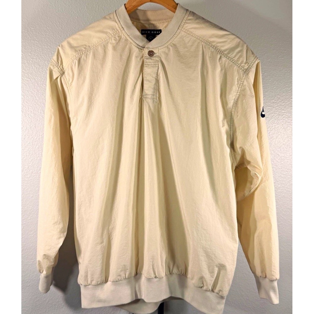 Nike Golf Men's XL Cream Nylon One-Button Pullover Windbreaker